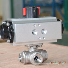 POV Shanghai made 3 way inner thread pneumatic ball valve stainless steel